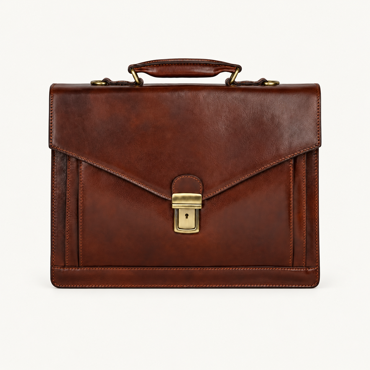 Men's Premium Brown Leather Executive Briefcase – Classic Business & Laptop Bag Gallery